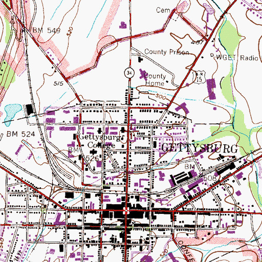 Topographic Map of Phi Sigma Kappa House, PA