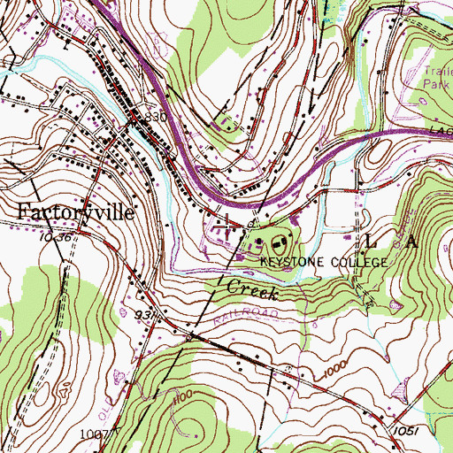 Topographic Map of Alumni Hall - Keystone College, PA