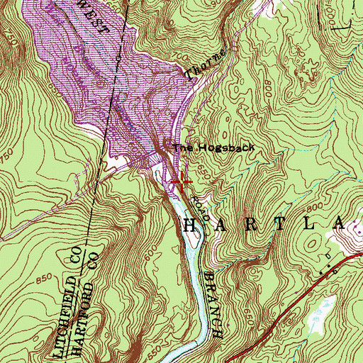 Topographic Map of Thorne Brook, CT