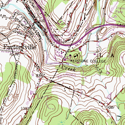 Topographic Map of Lackawanna Hall, PA