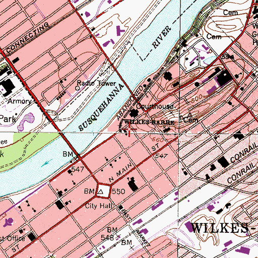 Topographic Map of Charles E Parente Life Science Center, PA