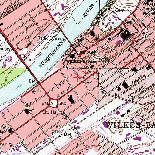 Topographic Map of D Leonard Corgan Library, PA