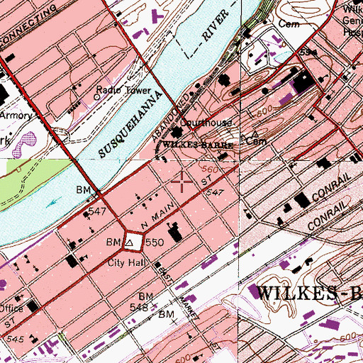 Topographic Map of Holy Cross Hall, PA