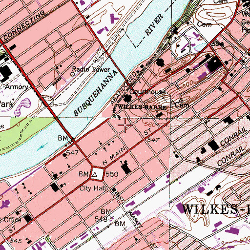 Topographic Map of Maria's Garden, PA