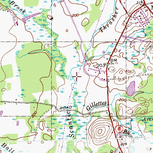 Topographic Map of Thrasher Brook, CT