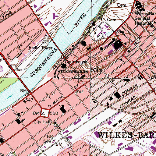 Topographic Map of Reverend Leo F Flood Hall, PA