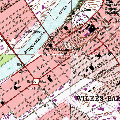 Topographic Map of Scandlon Gymnasium, PA