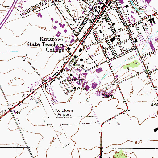 Topographic Map of Berks Hall, PA