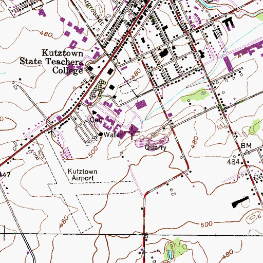 Topographic Map of South Dining Hall and Food Court, PA