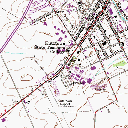 Topographic Map of Wiesenberger Alumni Center and Walnut Cottage, PA
