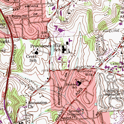 Topographic Map of A J Palumbo Science Center, PA