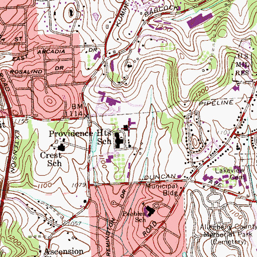 Topographic Map of Fine Arts Studio, PA