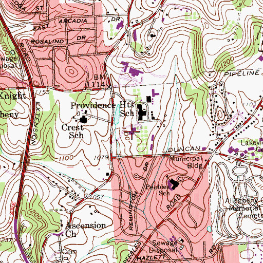 Topographic Map of John J Wright Library and Learning Center, PA