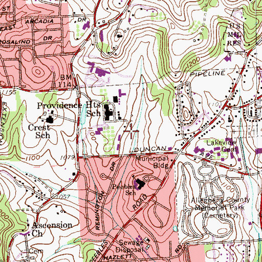 Topographic Map of Monsigner William A Kerr Fitness and Sports Center, PA
