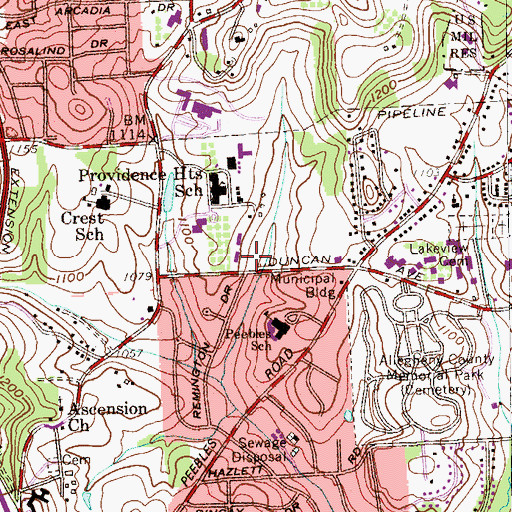 Topographic Map of Peters Residence Hall, PA