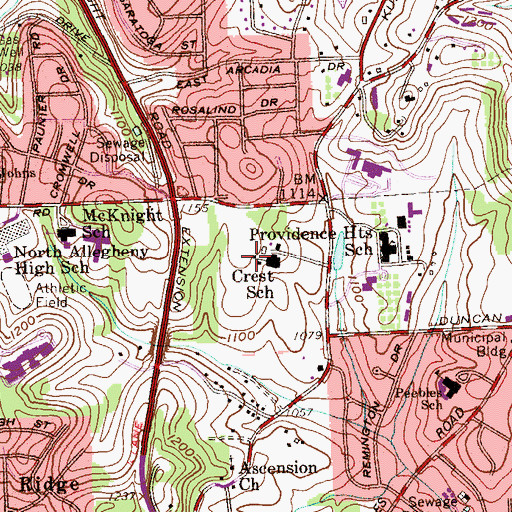 Topographic Map of President's Residence - La Roche College, PA