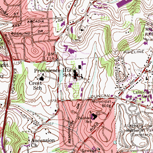 Topographic Map of Saint Joseph Annex, PA