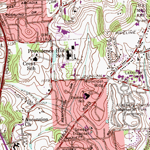 Topographic Map of Schneider Residence Hall, PA