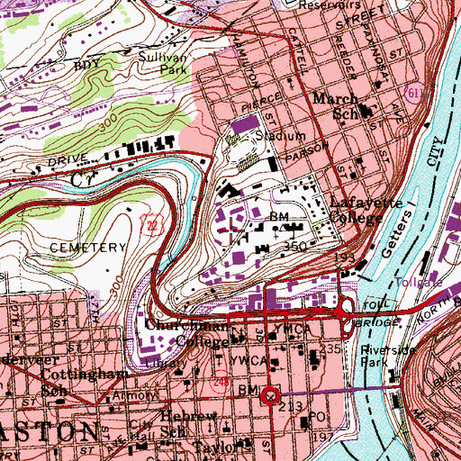 Topographic Map of Charles D Farber Hall, PA