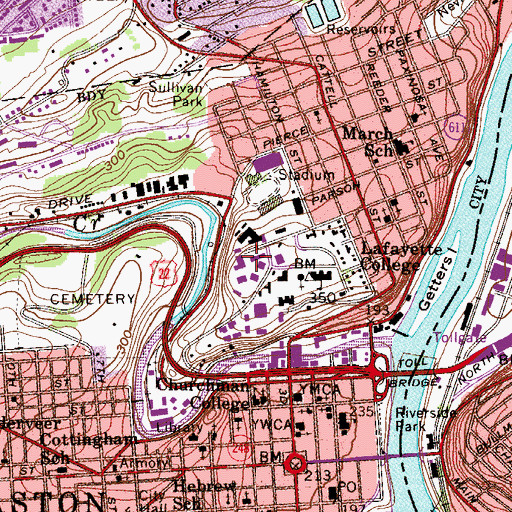 Topographic Map of Charles E and Cornelia Hugel Science Center, PA