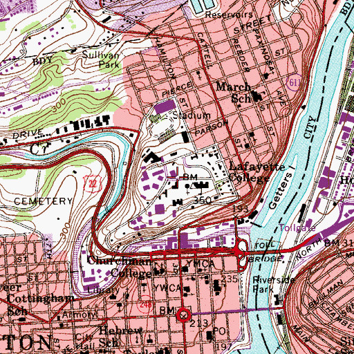 Topographic Map of David Bishop Skillman Library, PA