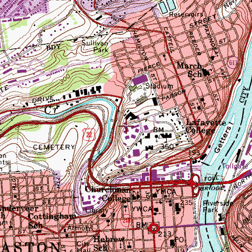 Topographic Map of Jeannette Kittredge Watson Hall, PA