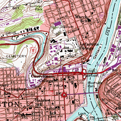 Topographic Map of John W Ruef Hall, PA