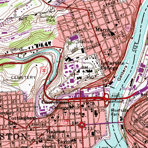 Topographic Map of Kirby Hall of Civil Rights, PA