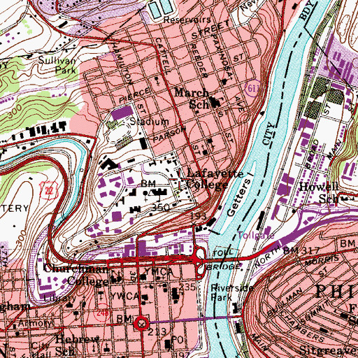 Topographic Map of McKeen Hall, PA