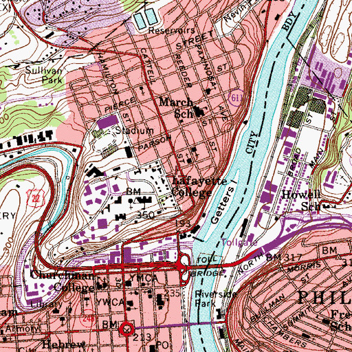 Topographic Map of Military Science Building, PA