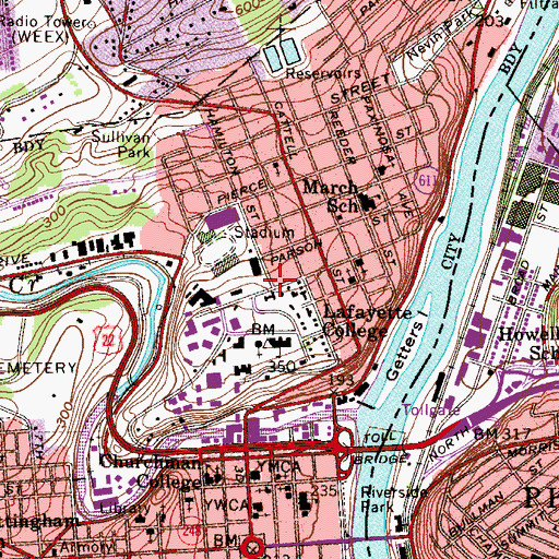 Topographic Map of Morris R Williams Center for the Arts, PA
