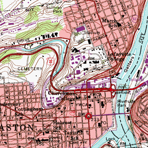 Topographic Map of Two West, PA