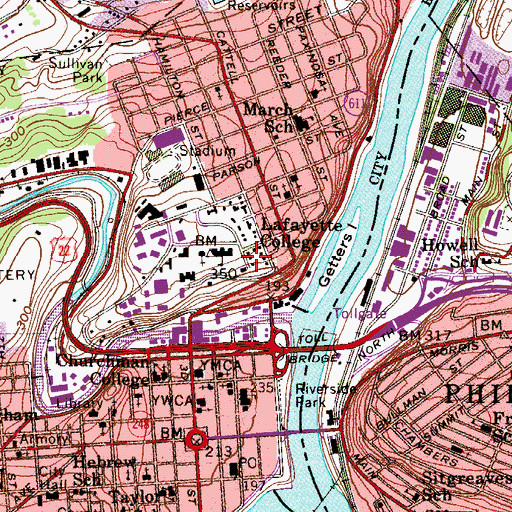 Topographic Map of Watson Courts, PA