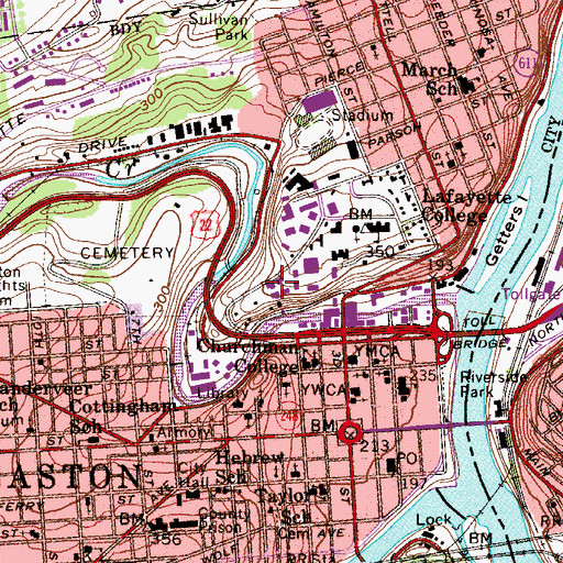 Topographic Map of William B and P T Farinon House, PA