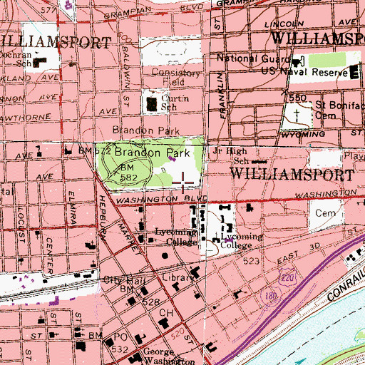 Topographic Map of Robert L Shangraw Athletic Complex, PA