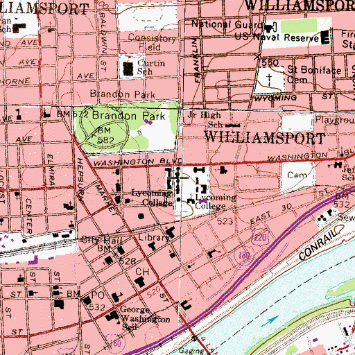 Topographic Map of Wertz Student Center, PA