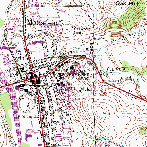 Topographic Map of Grace Steadman Theatre, PA