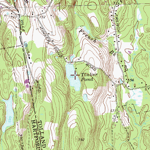 Topographic Map of Tinker Pond, CT