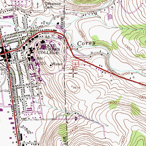 Topographic Map of Myers Soccer Field, PA
