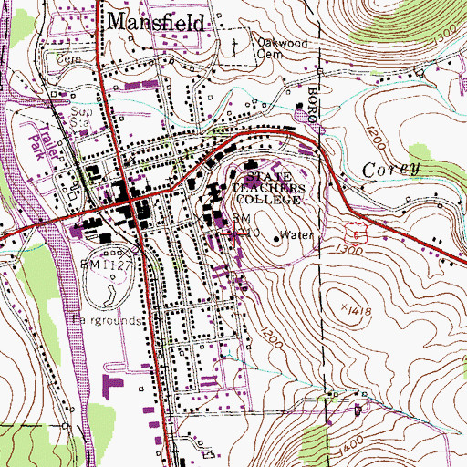 Topographic Map of Pinecrest Manor, PA