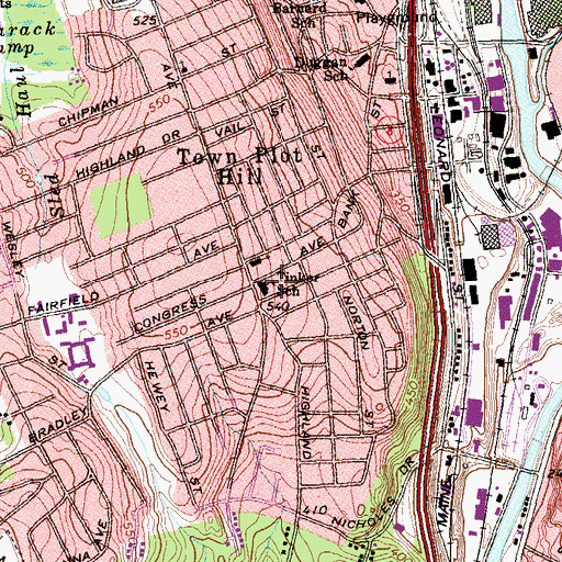 Topographic Map of B W Tinker School, CT