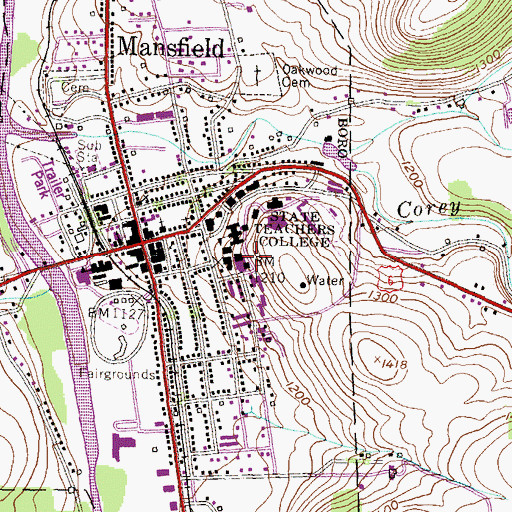 Topographic Map of The Hut, PA