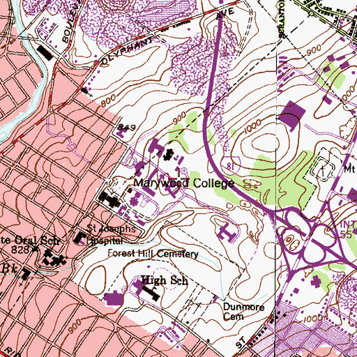Topographic Map of Keith J O'Neill Center for Healthy Families, PA