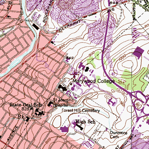 Topographic Map of Nazareth Student Center, PA