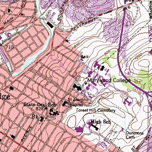 Topographic Map of Sette LaVerghetta Center for Performing Arts, PA