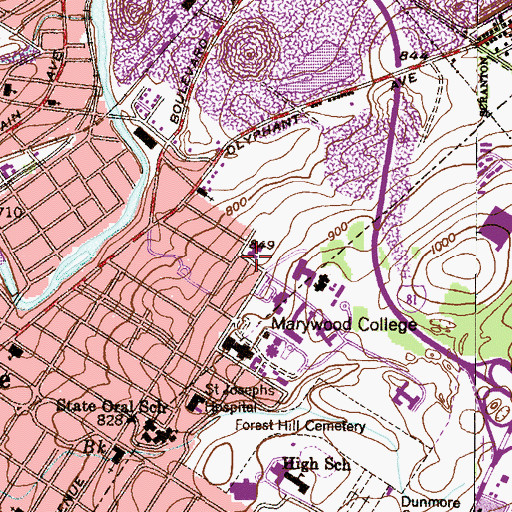 Topographic Map of William G McGowan Center for Graduate and Professional Studies, PA