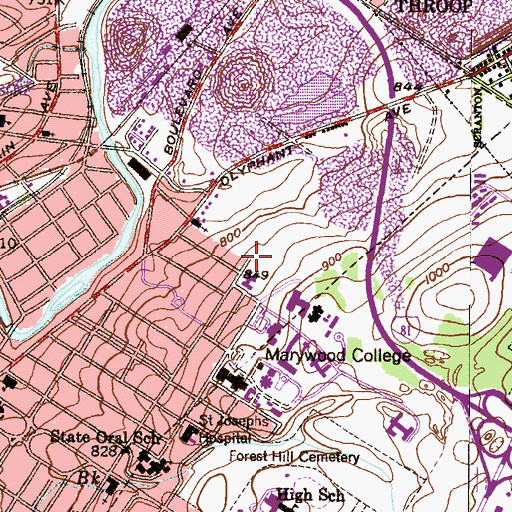 Topographic Map of Woodland Townhouse Apartments, PA