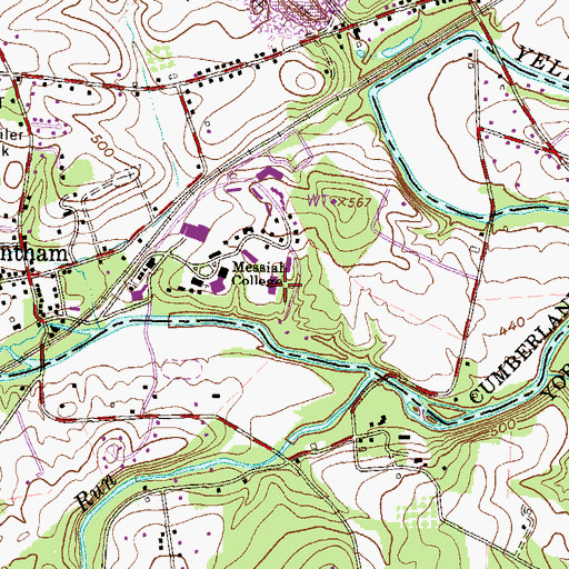 Topographic Map of Bittner Residence Hall, PA
