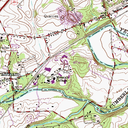 Topographic Map of Grantham Residence Hall, PA