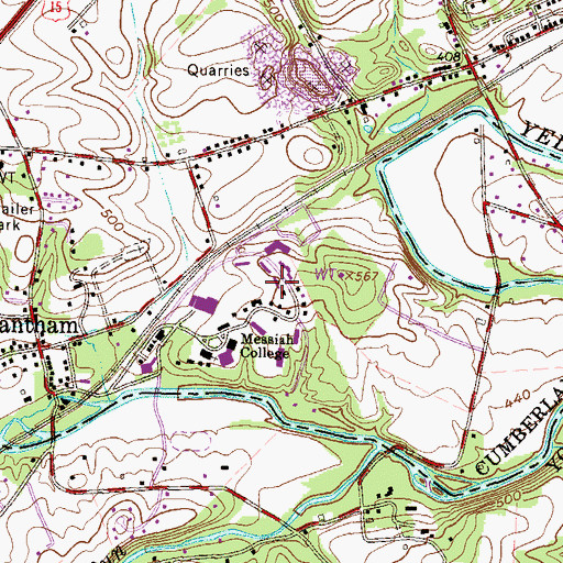 Topographic Map of Hess Residence Hall, PA